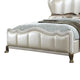 Ally California King Bed White Faux Leather Victorian Carved Silver BM327562