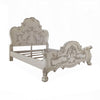 Ally California King Bed, Decorative Carved Inlay, Bone White Wood