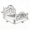 Ally California King Bed Decorative Carved Inlay Bone White Wood
