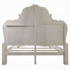 Ally King Bed Decorative Carved Accent Inlay Bone White Wood Silver