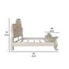 Ally King Bed Decorative Carved Accent Inlay Bone White Wood Silver