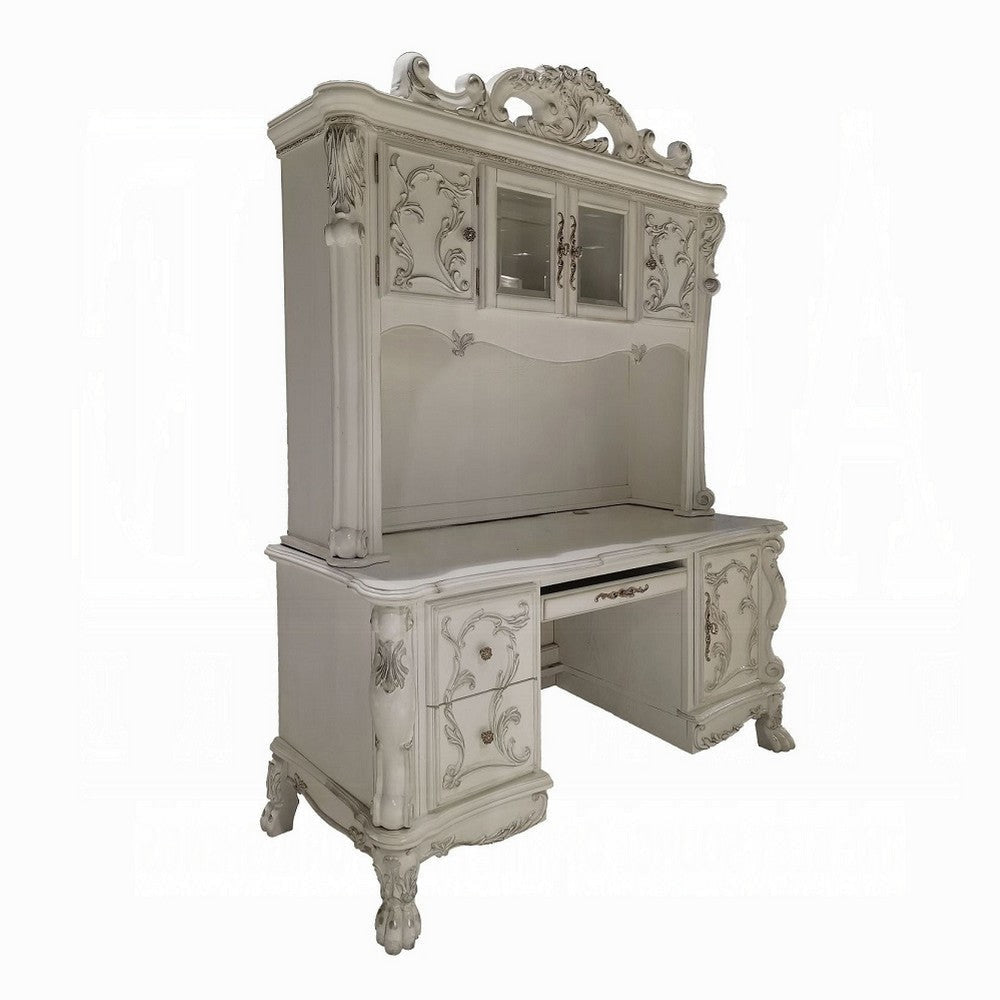Ally Computer Desk and Hutch, Victorian Classic Bone White, 88 Inch