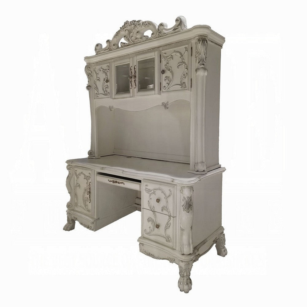 Ally Computer Desk and Hutch Victorian Classic Bone White 88 Inch BM327570