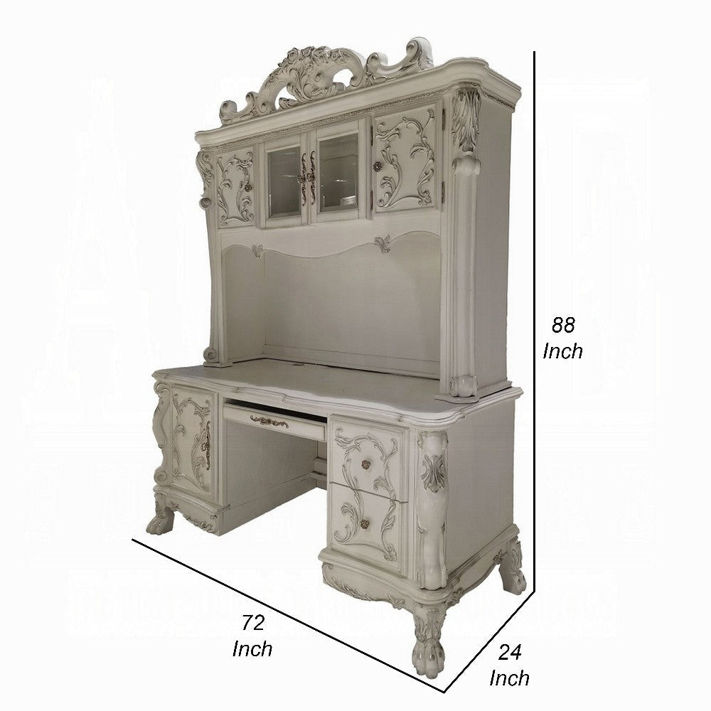 Ally Computer Desk and Hutch Victorian Classic Bone White 88 Inch BM327570