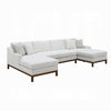 Liant U Shape Sectional Sofa, 4 Toss Pillows, Ivory Chenille, 127 Inch