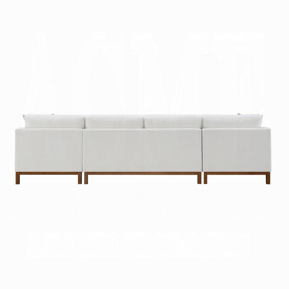 Liant U Shape Sectional Sofa 4 Toss Pillows Ivory Chenille 127 Inch BM327571