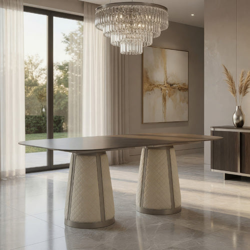 Kyna Dining Table, Gray, 82 Inch Black Sintered Stone Rectangular Top