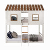 Nara Twin Size Bunk Bed House Design with Ladder White Rustic Wood BM327573