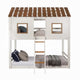 Nara Twin Size Bunk Bed House Design with Ladder White Rustic Wood BM327573