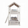 Nara Twin Size Bunk Bed House Design with Ladder White Rustic Wood BM327573