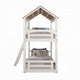 Nara Twin Size Bunk Bed House Design with Ladder White Rustic Wood BM327573