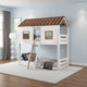 Nara Twin Size Bunk Bed, House Design with Ladder, White Rustic Wood