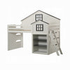Robin Twin Size Loft Bed, House Design, Built In Bookshelf, White Gray