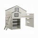 Robin Twin Size Loft Bed House Design Built In Bookshelf White Gray BM327574