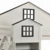 Robin Twin Size Loft Bed House Design Built In Bookshelf White Gray BM327574