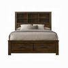 Maryl King Size Bed Bookcase Headboard 6 Shelves Dark Brown Wood BM327575