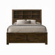 Maryl King Size Bed Bookcase Headboard 6 Shelves Dark Brown Wood BM327575