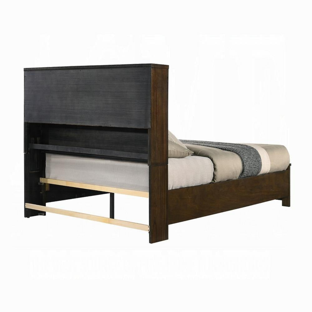 Maryl King Size Bed Bookcase Headboard 6 Shelves Dark Brown Wood BM327575