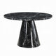 Olivia Dining Table, Pedestal Base, 48 Inch Round Black Faux Stone Top