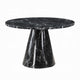 Olivia Dining Table Pedestal Base 48 Inch Round Black Faux Stone Top BM327576