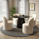 Olivia Dining Table, Pedestal Base, 48 Inch Round Black Faux Stone Top