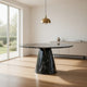 Olivia Dining Table, Pedestal Base, 48 Inch Round Black Faux Stone Top
