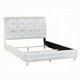 Dorie Twin Bed, Pearl White Faux Leather Victorian Carved w Crystals
