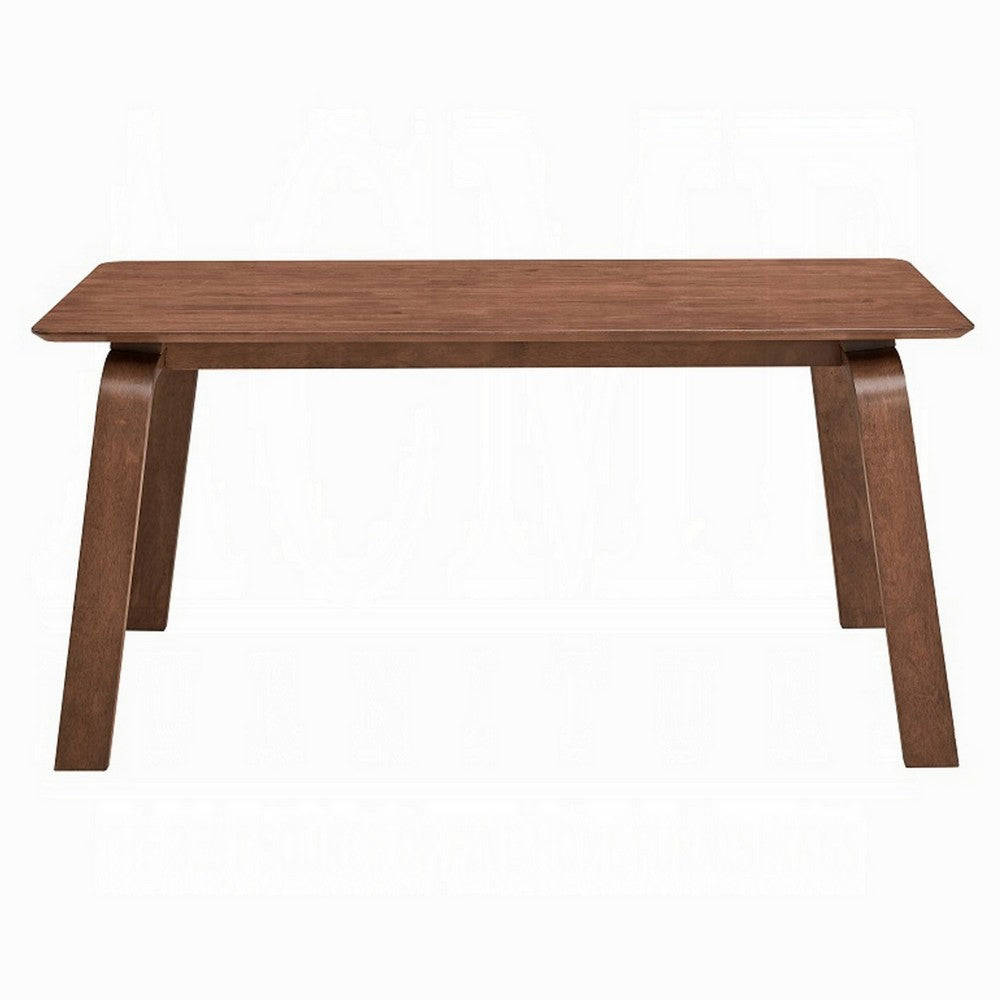 Kinni Dining Table, Walnut Brown Wood, Bent Legs, Rectangular 63 Inch