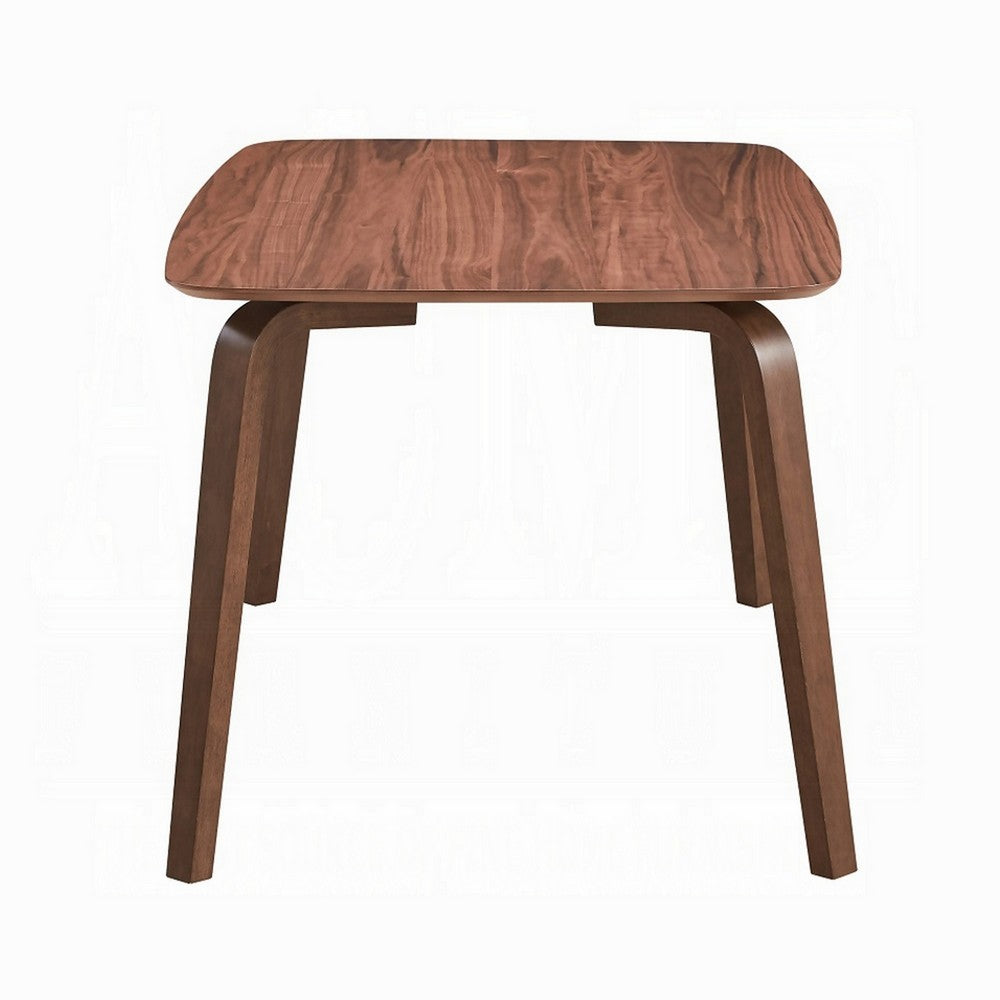 Kinni Dining Table, Walnut Brown Wood, Bent Legs, Rectangular 59 Inch