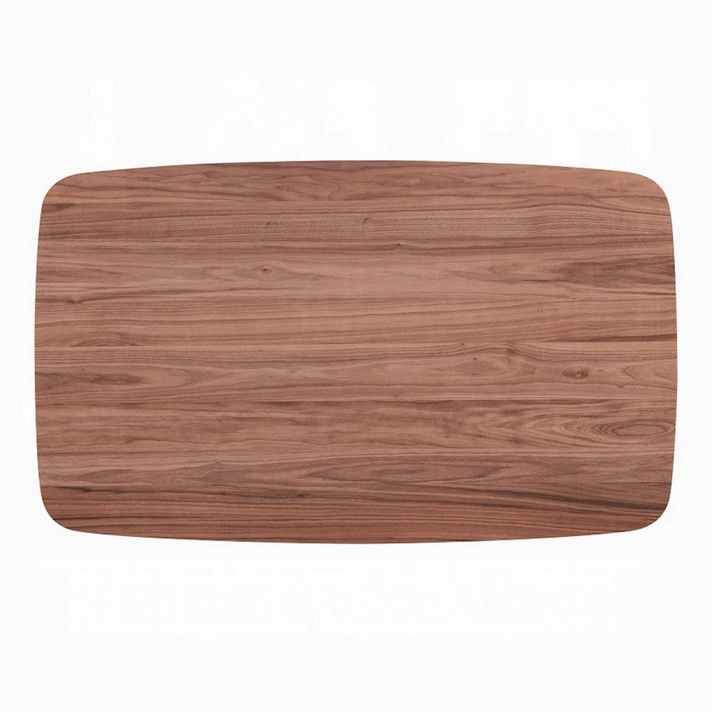Kinni Dining Table, Walnut Brown Wood, Bent Legs, Rectangular 59 Inch