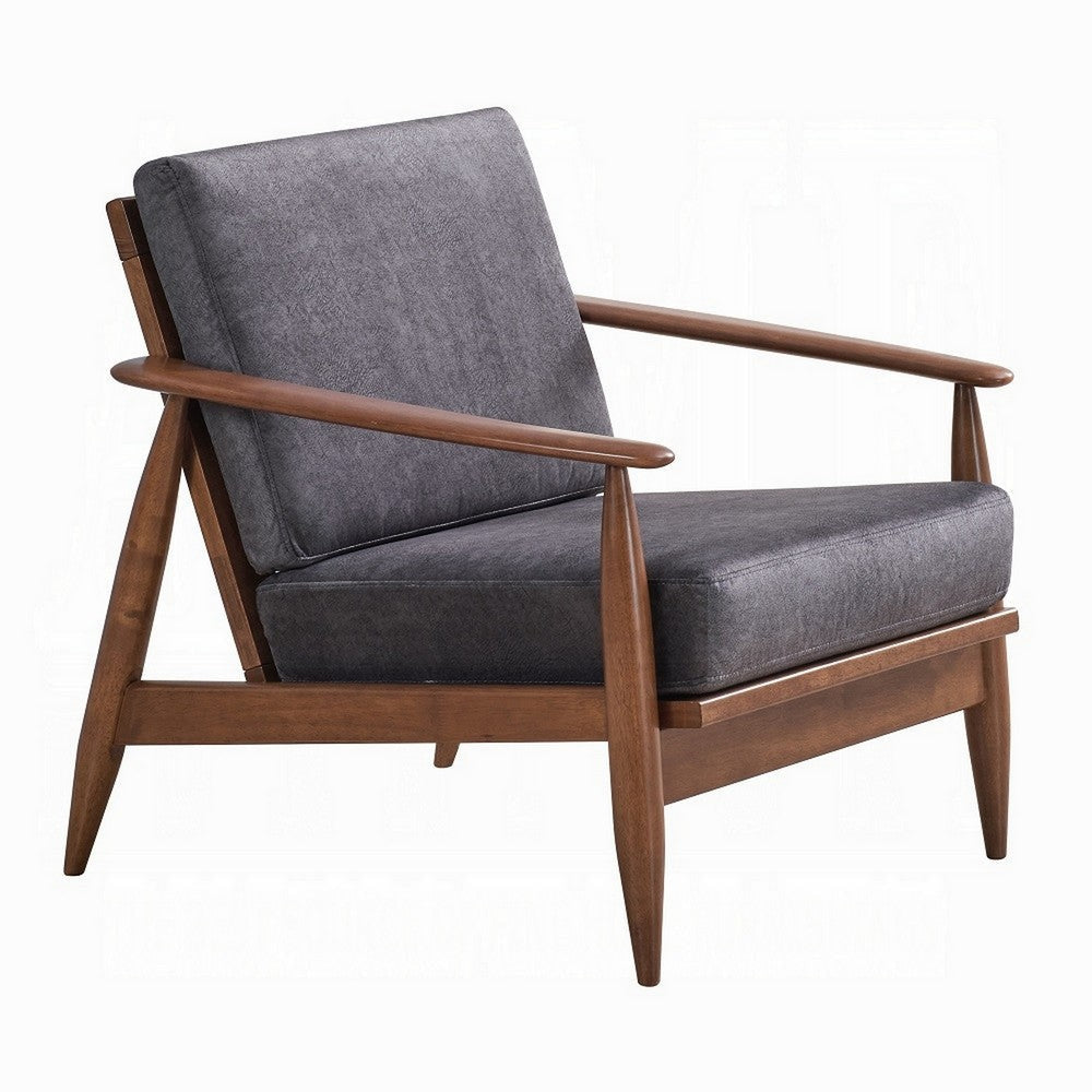Lissa Accent Chair Charcoal Gray Soft Cushioning Brown Wood Frame BM327583