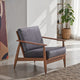 Lissa Accent Chair, Charcoal Gray Soft Cushioning, Brown Wood Frame