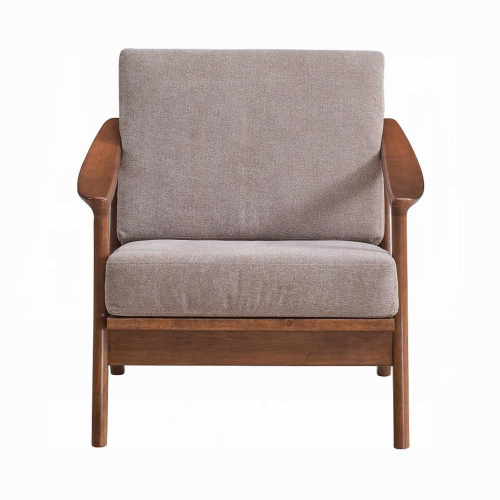 Liama Accent Chair Light Brown Fabric Soft Cushioning Brown Wood BM327584