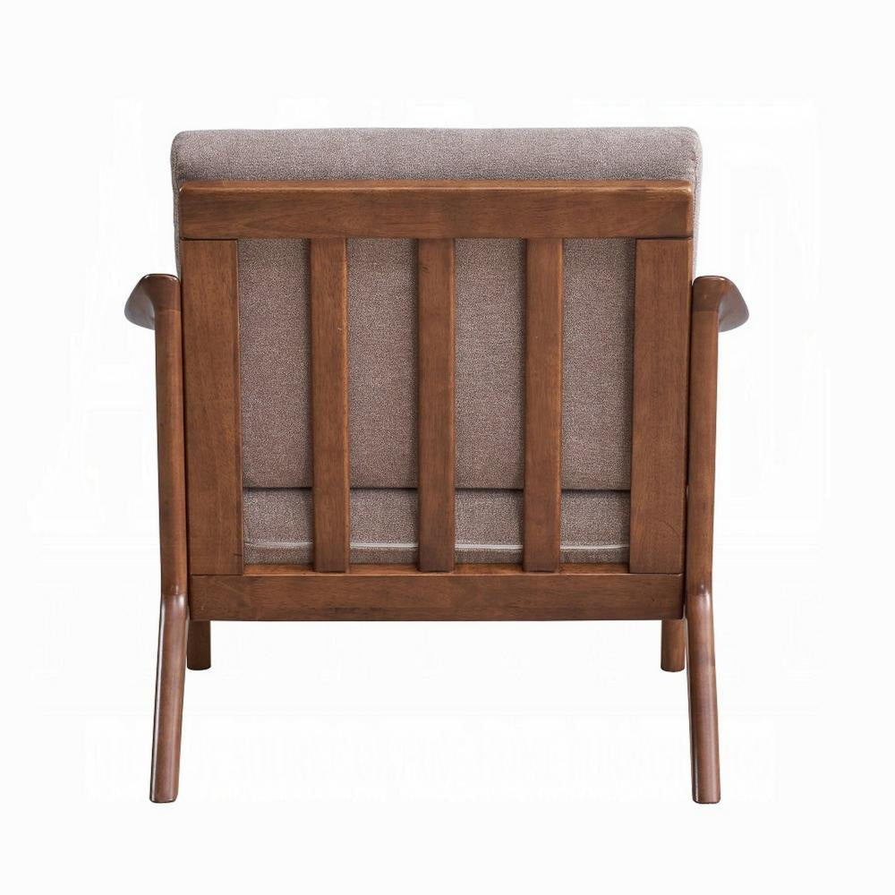 Liama Accent Chair Light Brown Fabric Soft Cushioning Brown Wood BM327584
