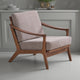 Liama Accent Chair, Light Brown Fabric, Soft Cushioning, Brown Wood