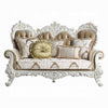 Kin Ornate Loveseat 5 Accent Pillows Tufted Tan Antique White, BM327588