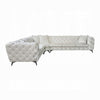 Ronia Sectional Sofa 4 Throw Pillows Tufted Ivory White 133 Inch BM327589