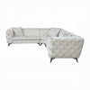 Ronia Sectional Sofa 4 Throw Pillows Tufted Ivory White 133 Inch BM327589