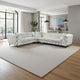 Ronia Sectional Sofa, 4 Throw Pillows, Tufted Ivory White, 133 Inch