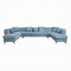 Ronia U Sectional Sofa 7 Throw Pillows Tufted Blue Fabric 164 Inch BM327590