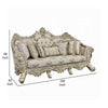 Mas Ornate Sofa, 7 Accent Pillows, Classic Champagne Gold and Beige