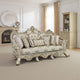 Mas Ornate Sofa, 7 Accent Pillows, Classic Champagne Gold and Beige