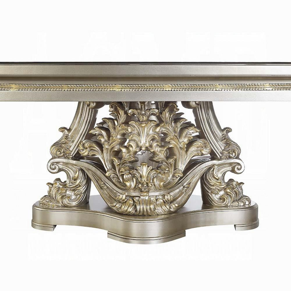 Mas Dining Table Classical Carved Design Champagne Gold 110 Inch BM327593