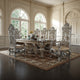 Mas Dining Table, Classical Carved Design, Champagne Gold, 110 Inch