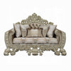 Esen Ornate Loveseat 5 Accent Pillows Gold Tufted Brown Velvet BM327595
