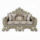 Esen Ornate Loveseat 5 Accent Pillows Gold Tufted Brown Velvet BM327595