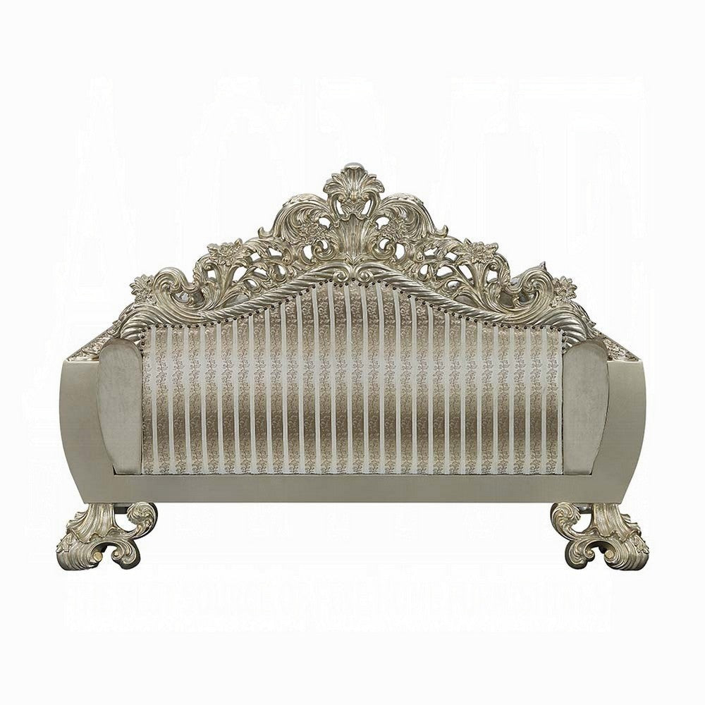 Esen Ornate Loveseat 5 Accent Pillows Gold Tufted Brown Velvet BM327595