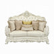 Rox Ornate Loveseat 7 Accent Pillows Tufted White Faux Leather BM327597