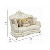 Rox Ornate Loveseat 7 Accent Pillows Tufted White Faux Leather BM327597