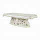 Rox Dining Table Classic Carved Pedestal White and Gold 107 Inch BM327598